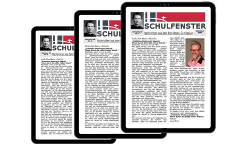 Eine aktuelle Ausgabe des Schulfensters auf einem Tablet